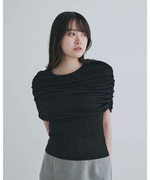 kiehtova(キエトヴァ)の「【kiehtova】SHEER COVER TOPS/シアーカバー ショート スリーブティー(Tシャツ/カットソー・レディース・ブラック/ホワイト・FREE)」の17枚目の写真