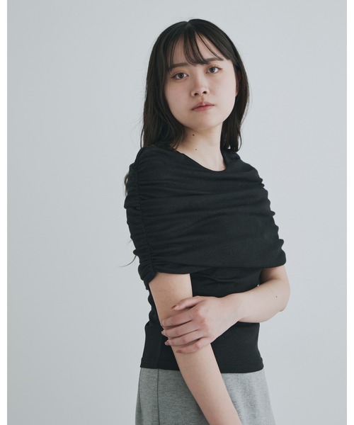 kiehtova(キエトヴァ)の「【kiehtova】SHEER COVER TOPS/シアーカバー ショート スリーブティー(Tシャツ/カットソー・レディース・ブラック/ホワイト・FREE)」の18枚目の写真