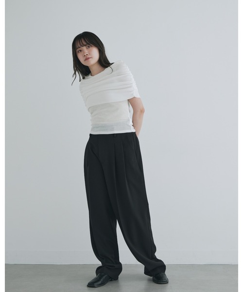 kiehtova(キエトヴァ)の「【kiehtova】SHEER COVER TOPS/シアーカバー ショート スリーブティー(Tシャツ/カットソー・レディース・ブラック/ホワイト・FREE)」の19枚目の写真