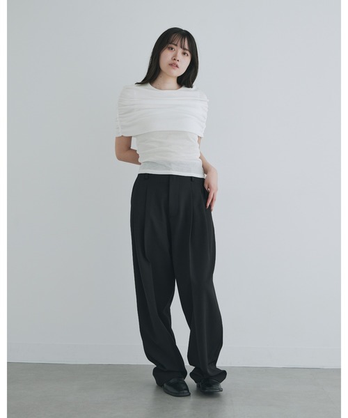 kiehtova(キエトヴァ)の「【kiehtova】SHEER COVER TOPS/シアーカバー ショート スリーブティー(Tシャツ/カットソー・レディース・ブラック/ホワイト・FREE)」の20枚目の写真