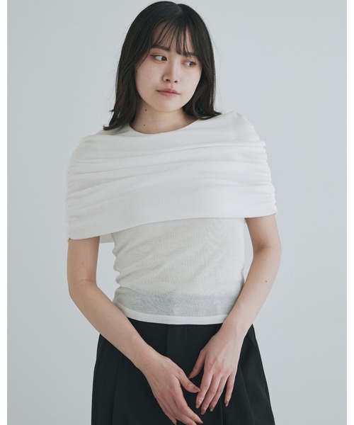 kiehtova(キエトヴァ)の「【kiehtova】SHEER COVER TOPS/シアーカバー ショート スリーブティー(Tシャツ/カットソー・レディース・ブラック/ホワイト・FREE)」の21枚目の写真