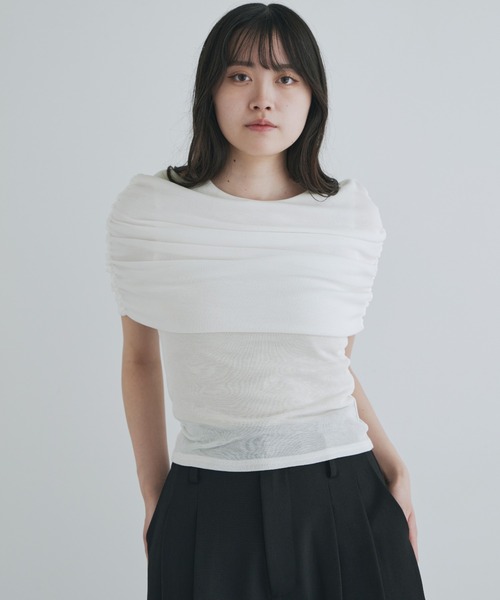 kiehtova(キエトヴァ)の「【kiehtova】SHEER COVER TOPS/シアーカバー ショート スリーブティー(Tシャツ/カットソー・レディース・ブラック/ホワイト・FREE)」の22枚目の写真