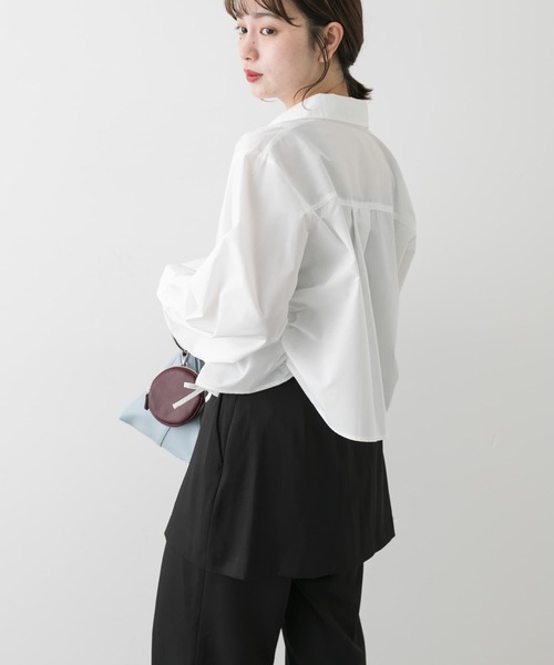 SENSE OF PLACE by URBAN RESEARCH（センスオブプレイスバイアーバンリサーチ）の「クロップドシャーリングシャツ（シャツ/ブラウス・レディース・ブルー系その他/イエロー系その他/オフホワイト・ONE）」の9枚目の写真