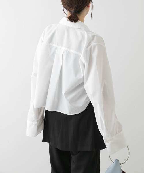 SENSE OF PLACE by URBAN RESEARCH（センスオブプレイスバイアーバンリサーチ）の「クロップドシャーリングシャツ（シャツ/ブラウス・レディース・ブルー系その他/イエロー系その他/オフホワイト・ONE）」の10枚目の写真