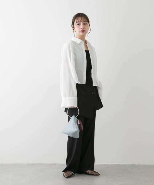 SENSE OF PLACE by URBAN RESEARCH（センスオブプレイスバイアーバンリサーチ）の「クロップドシャーリングシャツ（シャツ/ブラウス・レディース・ブルー系その他/イエロー系その他/オフホワイト・ONE）」の11枚目の写真