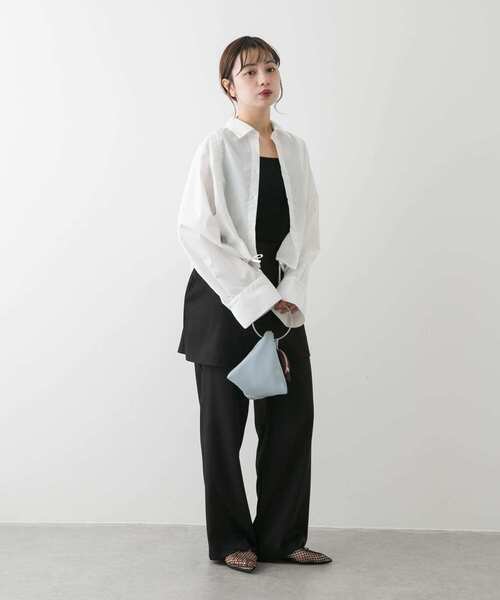 SENSE OF PLACE by URBAN RESEARCH（センスオブプレイスバイアーバンリサーチ）の「クロップドシャーリングシャツ（シャツ/ブラウス・レディース・ブルー系その他/イエロー系その他/オフホワイト・ONE）」の12枚目の写真