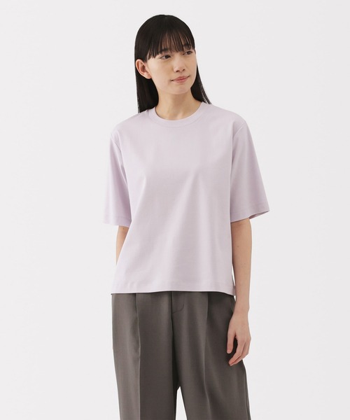 無印良品（ムジルシリョウヒン）の「婦人　涼感ＵＶカットクルーネックワイド半袖Ｔシャツ（Tシャツ/カットソー・レディース・チャコールグレー/クリーム/ブラック/ホワイト/ネイビー/ラベンダー・S/M/L/XL）」の6枚目の写真