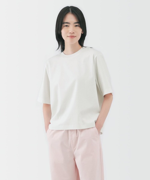 無印良品（ムジルシリョウヒン）の「婦人　涼感ＵＶカットクルーネックワイド半袖Ｔシャツ（Tシャツ/カットソー・レディース・チャコールグレー/クリーム/ブラック/ホワイト/ネイビー/ラベンダー・S/M/L/XL）」の2枚目の写真