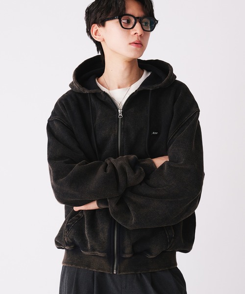 Adoon plain(アドーンプレーン)の「STITCH PISS NAME ZIP HOODIE / ステッチピスネームジップフーディパーカー(パーカー・メンズ・レッド/ブラック/杢グレー・MEDIUM/LARGE)」の9枚目の写真