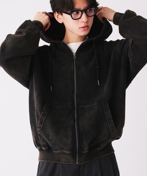 Adoon plain(アドーンプレーン)の「STITCH PISS NAME ZIP HOODIE / ステッチピスネームジップフーディパーカー(パーカー・メンズ・レッド/ブラック/杢グレー・MEDIUM/LARGE)」の12枚目の写真