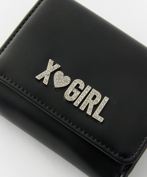 X-girl（エックスガール）の「RHINESTONE LABEL MINI WALLET（財布・レディース・ブラック/ベージュ/ピンク・ONE SIZE）」の4枚目の写真