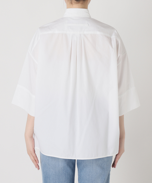 美品▲TICCA ティッカ //コットンスキッパー半袖シャツ ▲オフホワイト　白 スキッパーシャツ TBFS-014