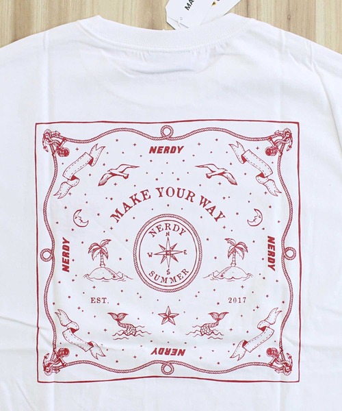 NERDY（ノルディ）の「NERDY バンダナ 半袖Tシャツ BANDANA 半袖 T-SHIRT（Tシャツ/カットソー・メンズ・ホワイト・M/L）」の5枚目の写真