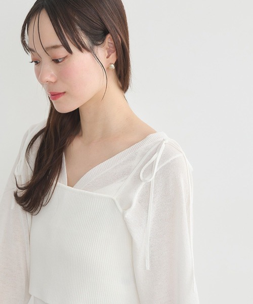earth music&ecology(アースミュージックアンドエコロジー)の「ラメリブニットビスチェ(ベスト・レディース・オフホワイト/ブラック/ライトグレー/ピンク・FREE)」の16枚目の写真