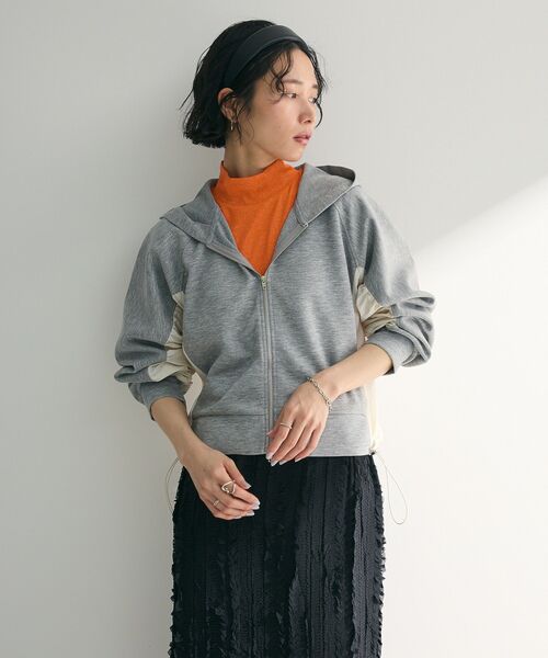 Green　Parks（グリーンパークス）の「ダンボールドッキングzipパーカー（パーカー・レディース・杢グレー/ネイビー/ホワイト系その他2・FREE）」の12枚目の写真