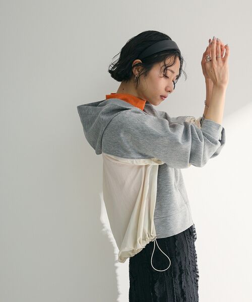 Green　Parks（グリーンパークス）の「ダンボールドッキングzipパーカー（パーカー・レディース・杢グレー/ネイビー/ホワイト系その他2・FREE）」の13枚目の写真