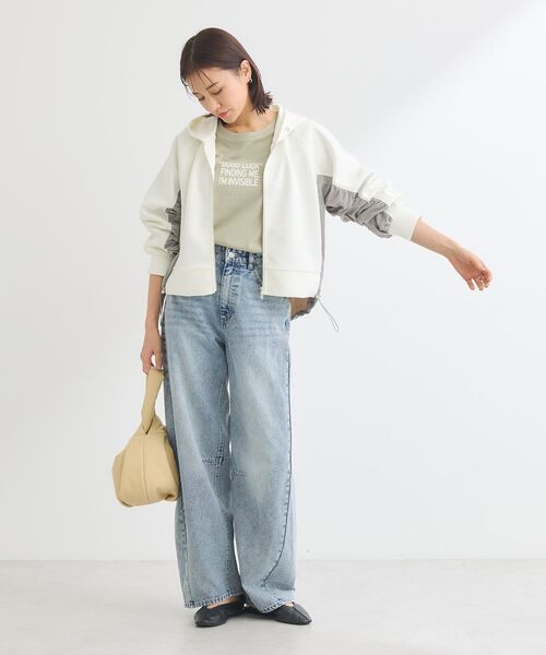 Green　Parks（グリーンパークス）の「ダンボールドッキングzipパーカー（パーカー・レディース・杢グレー/ネイビー/ホワイト系その他2・FREE）」の4枚目の写真