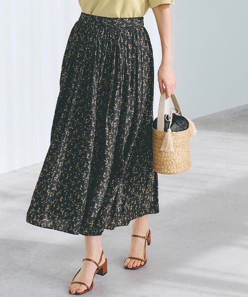 grove（グローブ）の「割線サテンギャザースカート（スカート・レディース・グレー/ブラック系/グリーン系・02/03/01/04/05）」の2枚目の写真