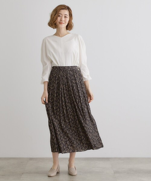 grove（グローブ）の「割線サテンギャザースカート（スカート・レディース・グレー/ブラック系/グリーン系・02/03/01/04/05）」の14枚目の写真