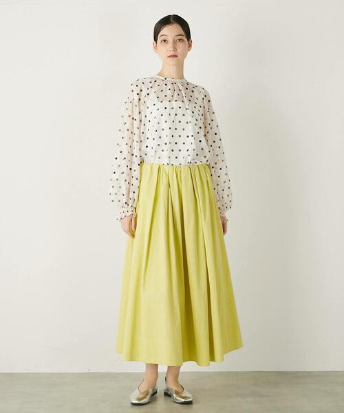 MELROSE claire（メルローズ クレール）の「【ギャザーロングスカート】（スカート・レディース・チャコールグレー/ベージュ/レモンイエロー・FREE）」の8枚目の写真