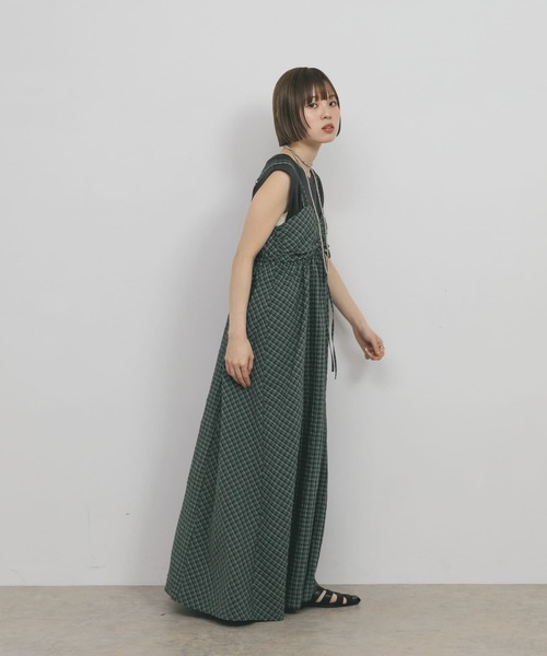 美品 KBF ドロストチェックキャミワンピース KBF ワンピース ドロストチェックキャミワンピース : ZOZOTOWN