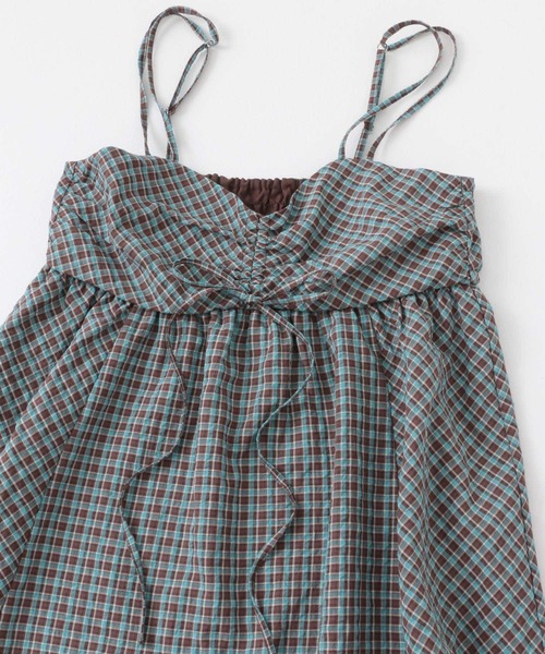 KBF（ケイビーエフ）の「ドロストチェックキャミワンピース（ワンピース・レディース・ネイビー/グリーン系その他/ブルー系その他・ONE）」の21枚目の写真