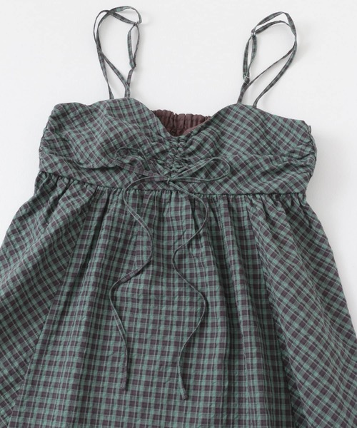 KBF（ケイビーエフ）の「ドロストチェックキャミワンピース（ワンピース・レディース・ネイビー/グリーン系その他/ブルー系その他・ONE）」の22枚目の写真