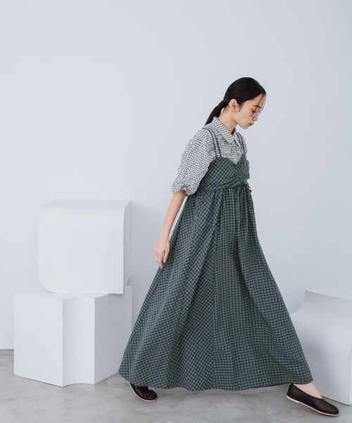 【美品】KBFドロストチェックキャミワンピース KBF ワンピース ドロストチェックキャミワンピース : ZOZOTOWN