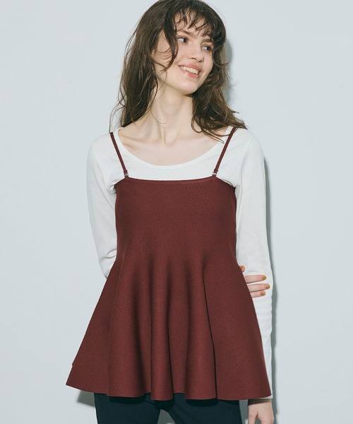 coca（coca）（コカ）の「スポンディッシュニットキャミソール（キャミソール・レディース・ブラック/グレー/ホワイト/ワイン/ブラウン・L/M）」の5枚目の写真