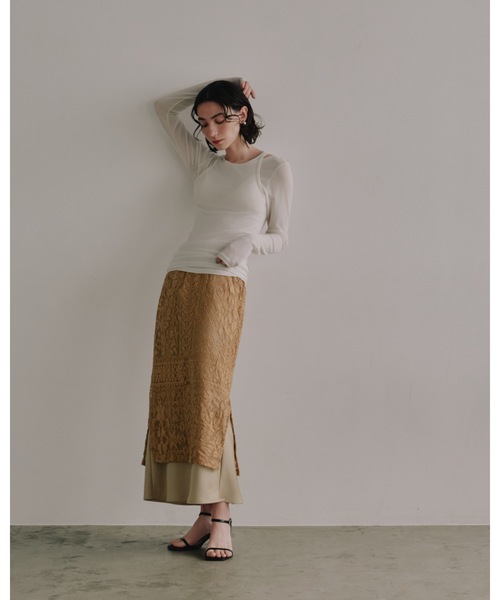 セール】レースレイヤードサテンスカート（スカート）｜TENTO