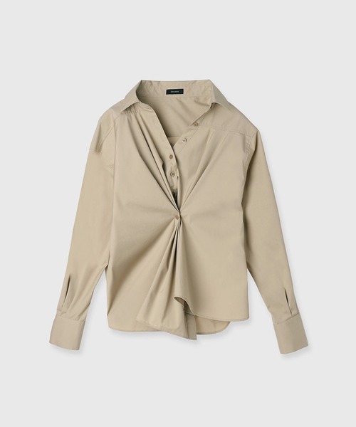 anuans 新品未使用 フロントタックデザインシャツ anuans ブラウス シャツ フロントタックデザインシャツ