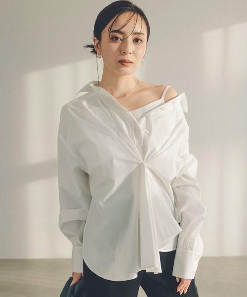 フロントタックブラウス　ミント ナチュラルビューティーベーシック NATURAL BEAUTY BASIC