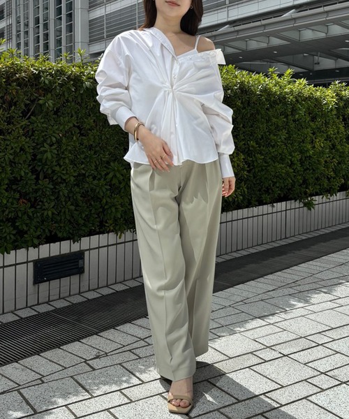 anuans 新品未使用 フロントタックデザインシャツ anuans ブラウス シャツ フロントタックデザインシャツ