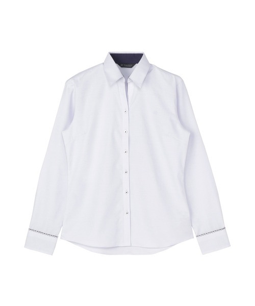 TOKYO SHIRTS(トウキョウシャツ)の「透け防止 形態安定ノーアイロン スキッパー 長袖ビジネスワイシャツ(ビジネスシャツ・レディース・パープル・LL/S/M/XL/XS/L)」の1枚目の写真