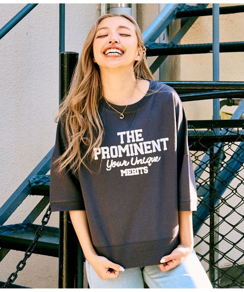 anap mimpi（アナップミンピ）の「ガーゼ 裏毛 メッセーシ刺繍 半袖 スウェット トップス（Tシャツ/カットソー・レディース・ダークグレー/キナリ・FREE）」の14枚目の写真