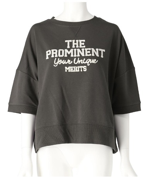 anap mimpi（アナップミンピ）の「ガーゼ 裏毛 メッセーシ刺繍 半袖 スウェット トップス（Tシャツ/カットソー・レディース・ダークグレー/キナリ・FREE）」の7枚目の写真