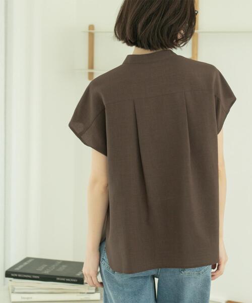 セール】リネンライクフロントフリルブラウス【洗濯機洗い可/吸水速乾