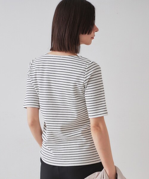 OPAQUE.CLIP（オペークドットクリップ）の「ボートネックリブカットソー【洗濯機洗い可】（Tシャツ/カットソー・レディース・ブラック/ライトベージュ/ホワイト系3/ホワイト・36/38/40/42）」の15枚目の写真