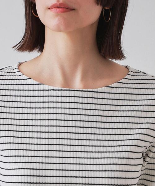 OPAQUE.CLIP（オペークドットクリップ）の「ボートネックリブカットソー【洗濯機洗い可】（Tシャツ/カットソー・レディース・ブラック/ライトベージュ/ホワイト系3/ホワイト・36/38/40/42）」の8枚目の写真