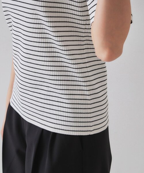 OPAQUE.CLIP（オペークドットクリップ）の「ボートネックリブカットソー【洗濯機洗い可】（Tシャツ/カットソー・レディース・ブラック/ライトベージュ/ホワイト系3/ホワイト・36/38/40/42）」の6枚目の写真