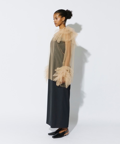 ANDRESD(アンドレスド)の「ブルーミングチュールドレス / blooming tulle dress(ドレス・レディース・ブラック/ライトブルー/オリーブ/オレンジ/ベージュ・S/M/L)」の7枚目の写真