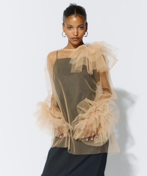 美品】ANDRESD blooming tulle dress (baige)