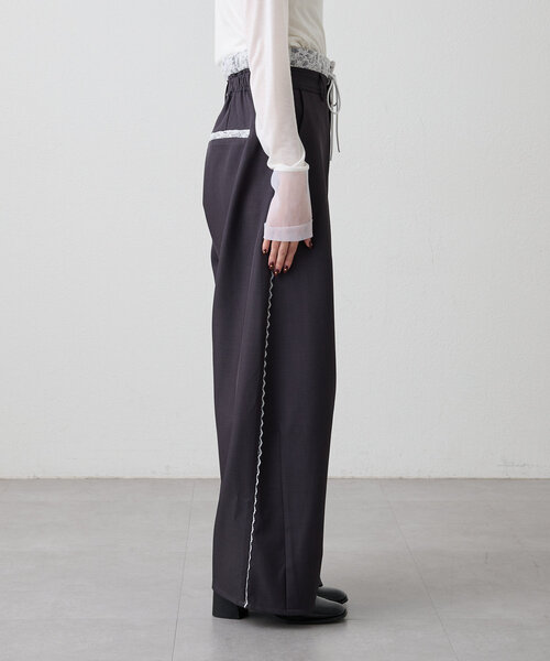 mline（エムライン）の「[mline]レースレイヤードスラックスパンツ（その他パンツ・レディース・ブラック/チャコールグレー/ベージュ・SMALL/MEDIUM）」の7枚目の写真