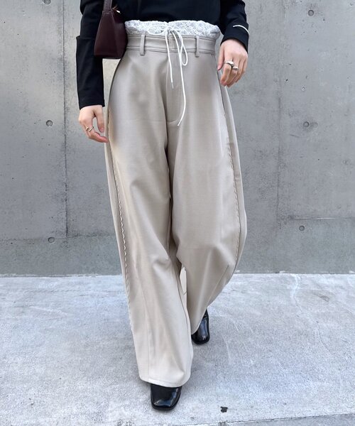 mline（エムライン）の「[mline]レースレイヤードスラックスパンツ（その他パンツ・レディース・ブラック/チャコールグレー/ベージュ・SMALL/MEDIUM）」の21枚目の写真