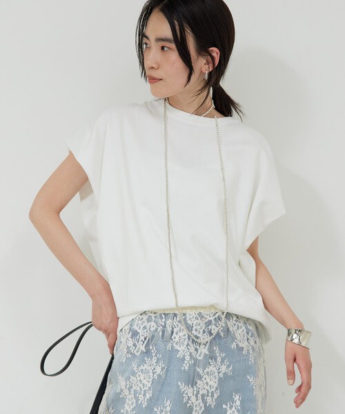 GALLARDAGALANTE（ガリャルダガランテ）の「タックコクーンTシャツ（Tシャツ/カットソー・レディース・キャメル/オフホワイト/ネイビー/ブラウン・FREE）」の5枚目の写真