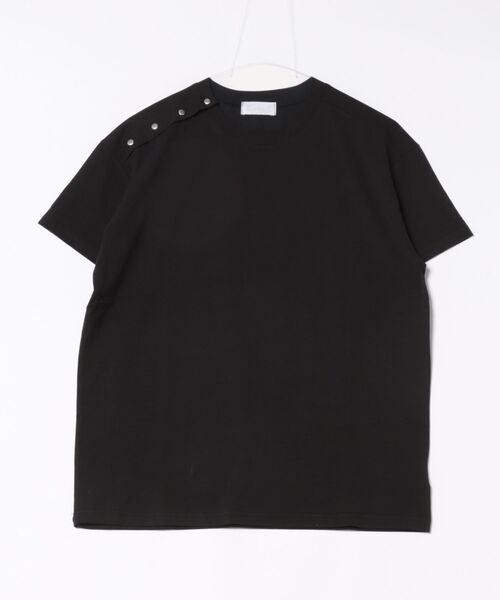 a.p.o.v.(エーピーオービー)の「a.p.o.v. アシンメトリーショルダーメタルボタン短丈ルーズTシャツ(Tシャツ/カットソー・メンズ・ブラック/グレー/ホワイト・ONESIZE)」の11枚目の写真