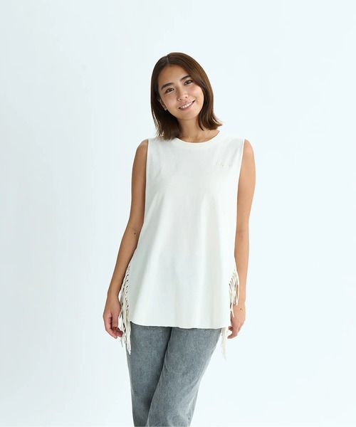 ROXY(ロキシー)の「LABYRINTH TOPS /ロキシーサイドフリンジラウンドヘムタンクトップ(タンクトップ・レディース・ブラック/ナチュラル/インディゴブルー・LARGE/MEDIUM)」の11枚目の写真