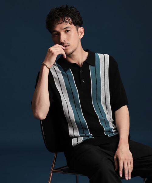 THE SHOP TK （ザ ショップ ティーケー ）の「【日本テレビ系　ダメマネ！出演　鈴木仁さん着用】マルチストライプニットポロシャツ（ポロシャツ・メンズ・ライトイエロー系3/ブルーグリーン・04/03/02）」の8枚目の写真