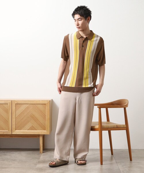 THE SHOP TK （ザ ショップ ティーケー ）の「【日本テレビ系　ダメマネ！出演　鈴木仁さん着用】マルチストライプニットポロシャツ（ポロシャツ・メンズ・ライトイエロー系3/ブルーグリーン・04/03/02）」の19枚目の写真