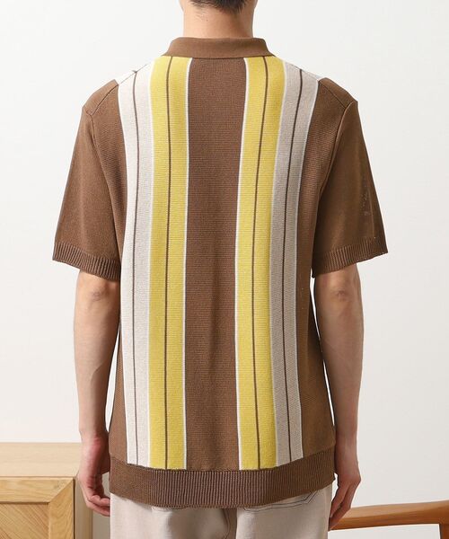 THE SHOP TK （ザ ショップ ティーケー ）の「【日本テレビ系　ダメマネ！出演　鈴木仁さん着用】マルチストライプニットポロシャツ（ポロシャツ・メンズ・ライトイエロー系3/ブルーグリーン・04/03/02）」の4枚目の写真
